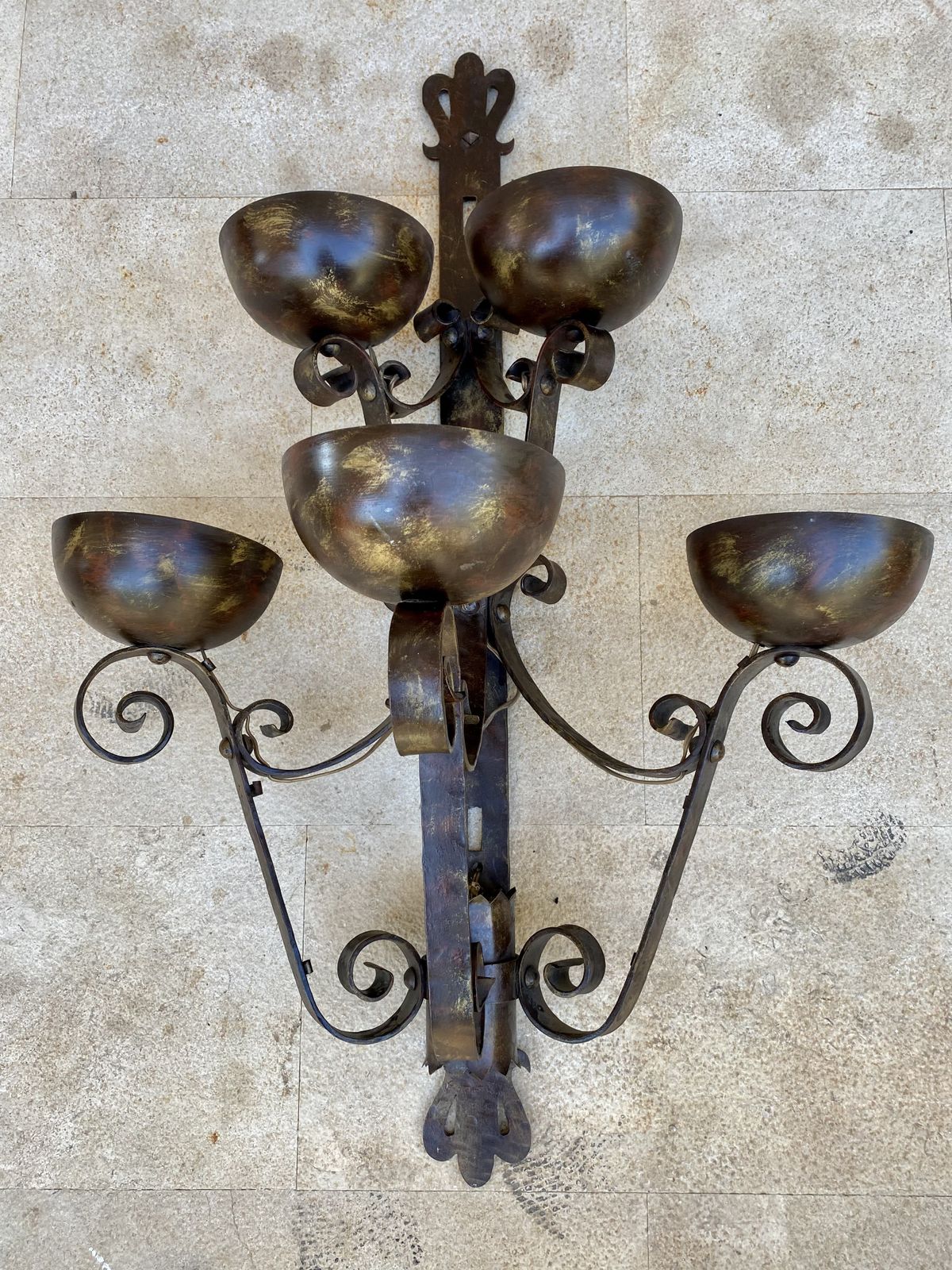 Mid 20th Century Spanish Iron Sconces, Set Of Two photo for sale