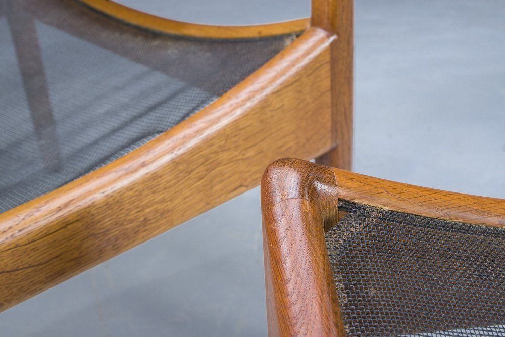 photo vinterior Mid Century Danish Oak & Leather Lounge Chairs & Footstools By Kristian Vedel For Søren Wiladsen, 1960s, Set Of 3