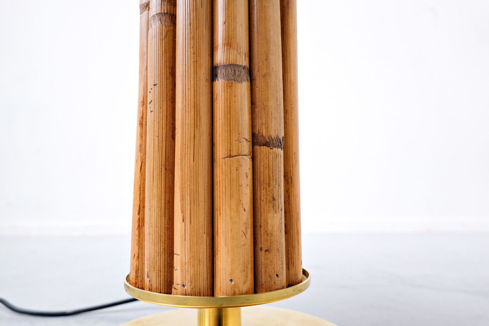 Pair Of Contemporary Italian Brass And Bamboo Table Lamps photo vintage
