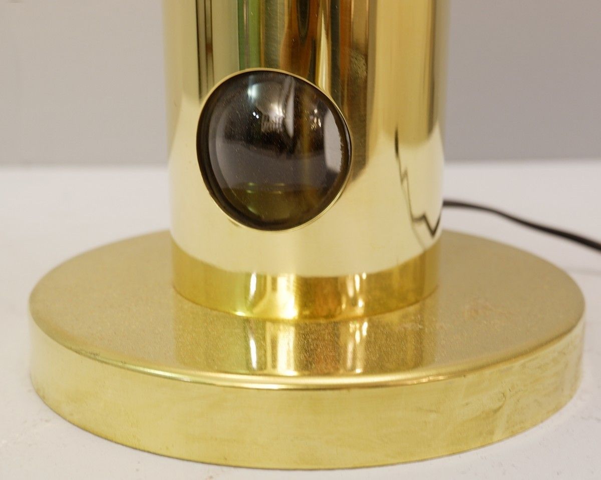 Pair Of Contemporary Italian Lamps In Brass And Glass photo 2695.0