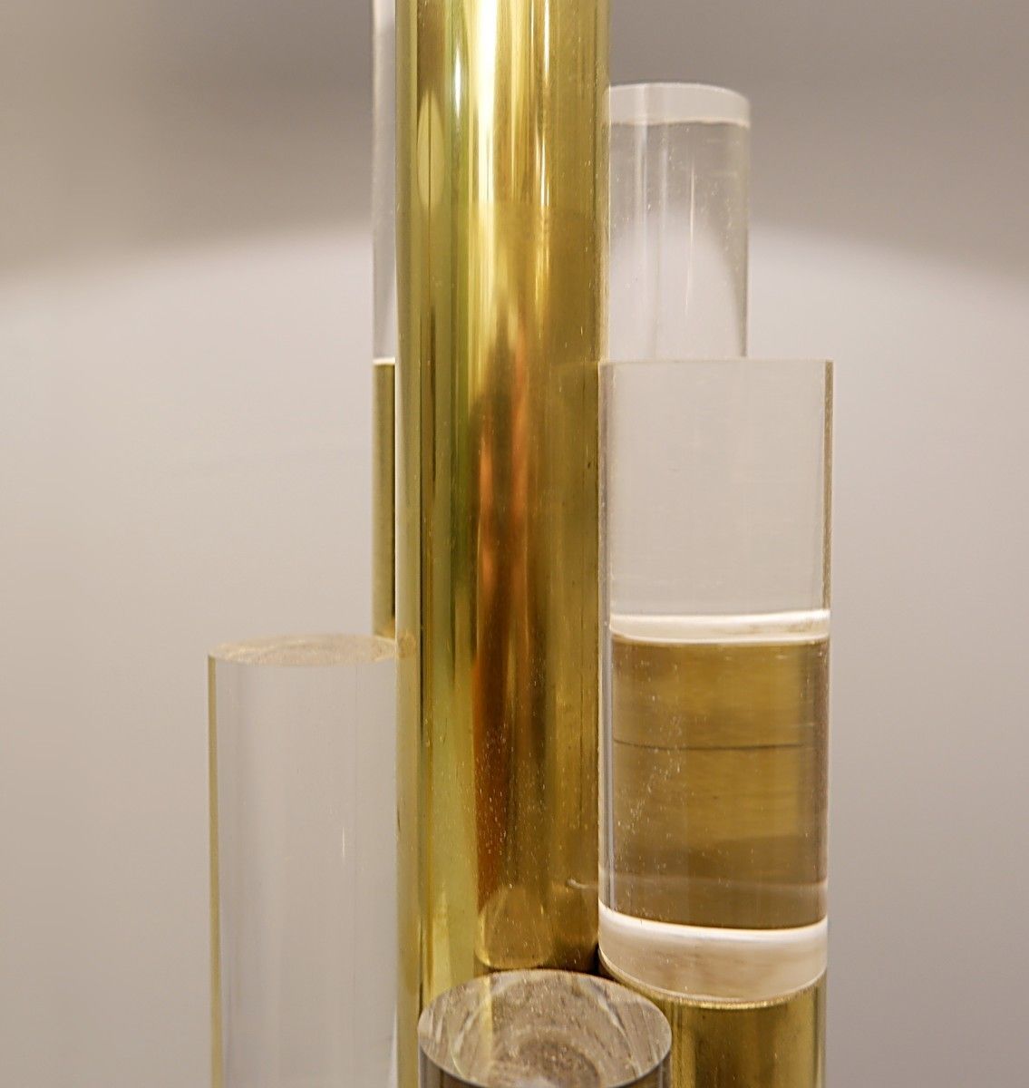 Pair Of Contemporary Brass And Glass Tube Table Lamps photo Lighting