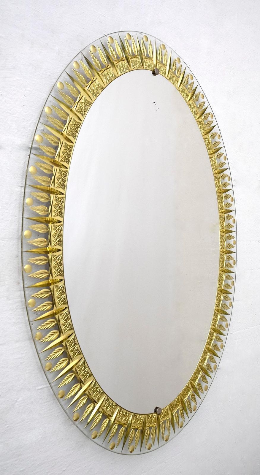 Cristal Art Mid Century Modern Italian Ground And Gilded Mirror, 1960s photo furniture