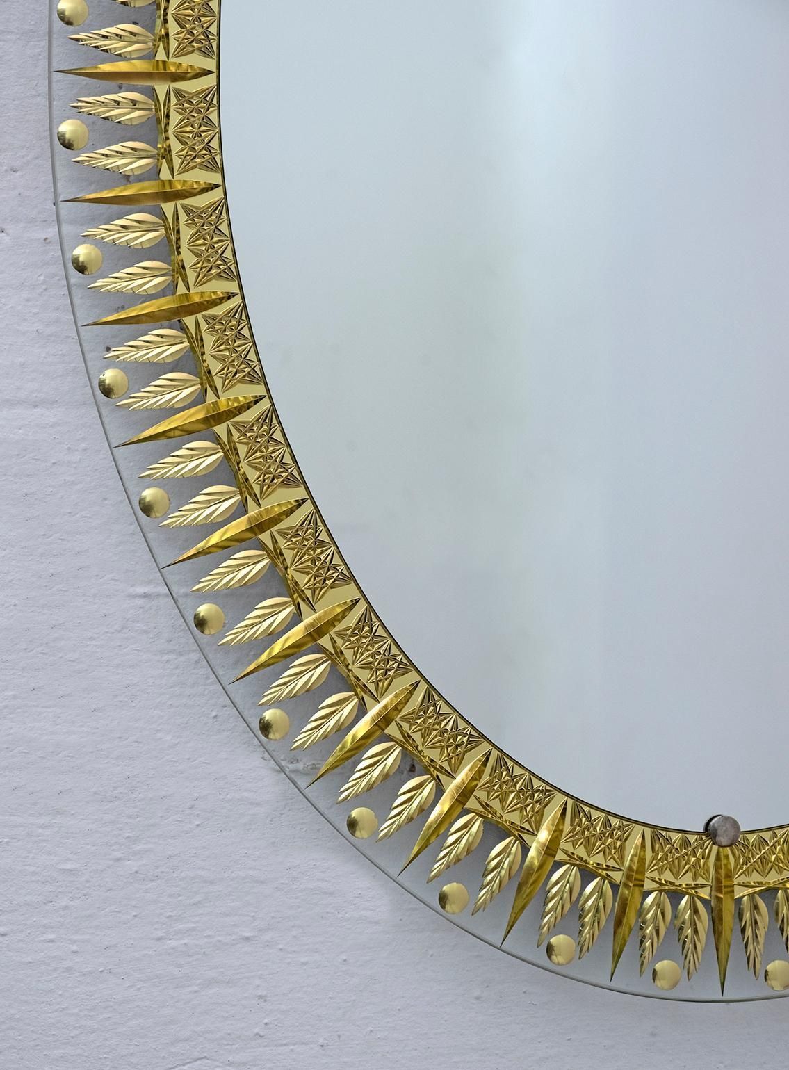 Cristal Art Mid Century Modern Italian Ground And Gilded Mirror, 1960s photo for sale