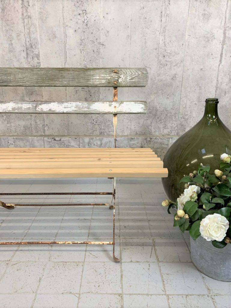 160cm Folding French Garden Bench In Wood And Metal photo for sale