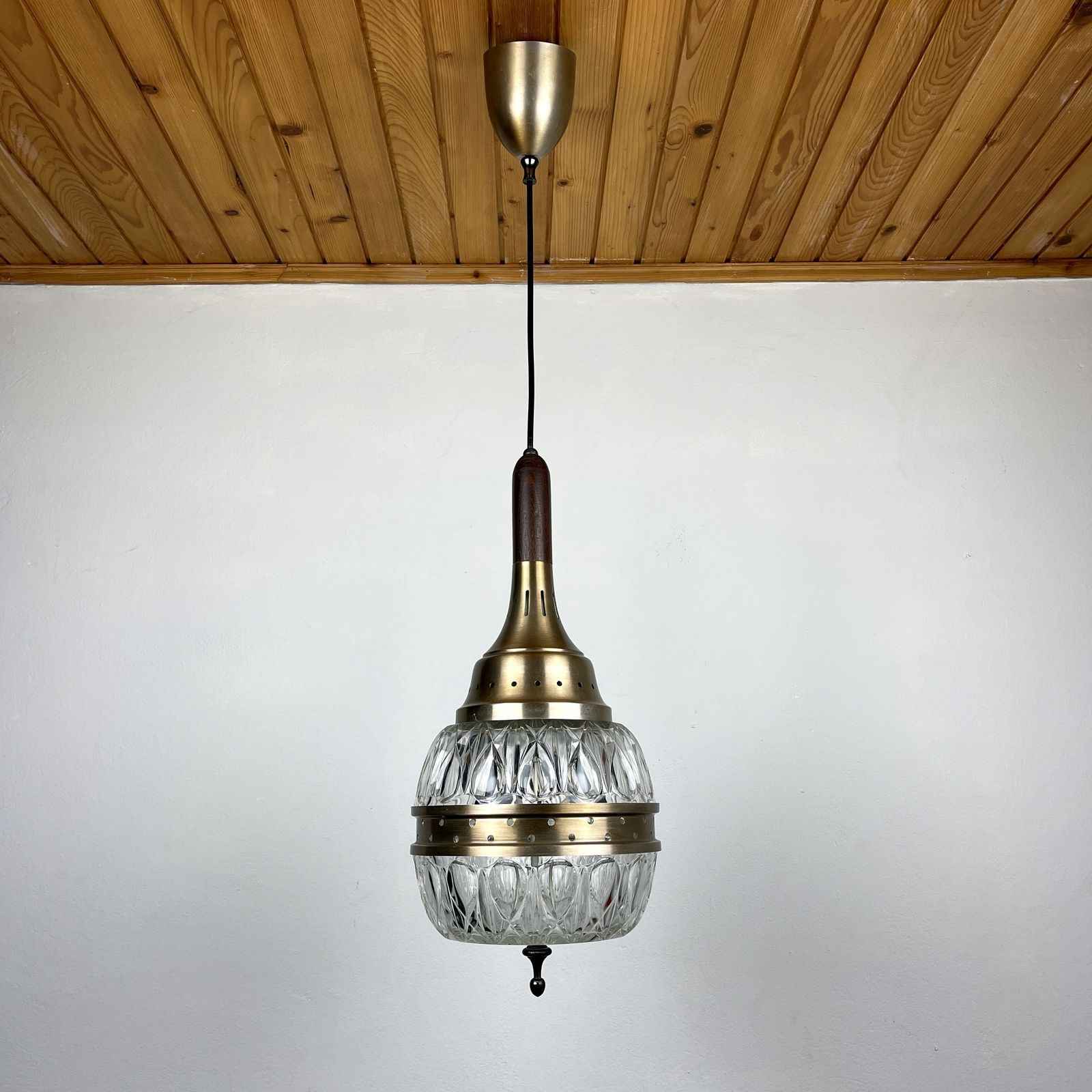 Mid Century Glass Pendant Lamp Italy 1960s photo vinterior