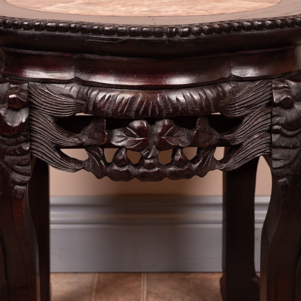 photo buy Carved Oriental Marble Topped Occasional Table