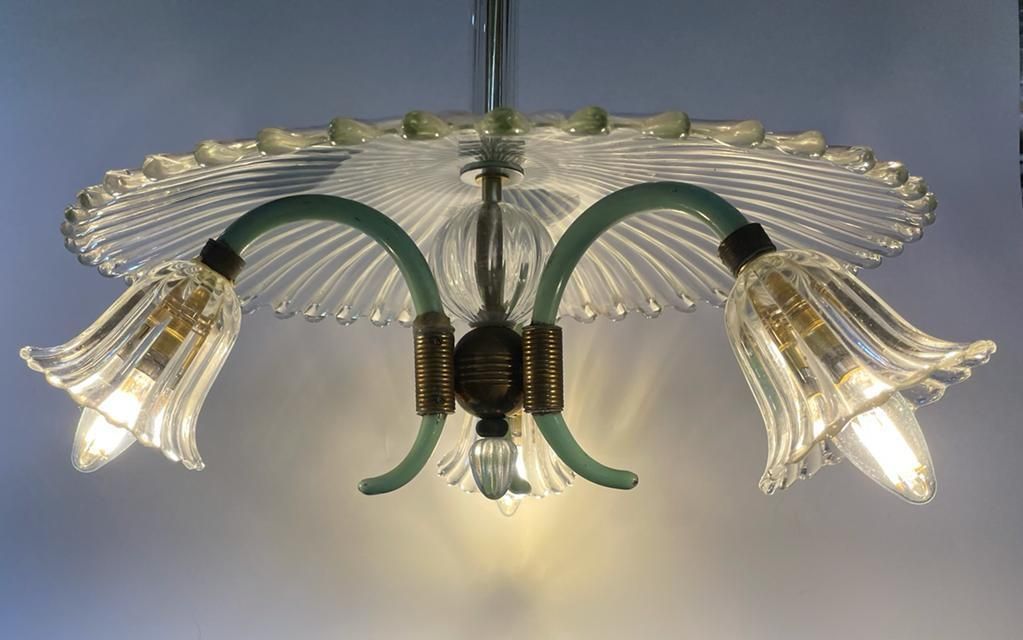Barovier & Toso Mint Green And Murano Glass Pendant C.1950 photo buy