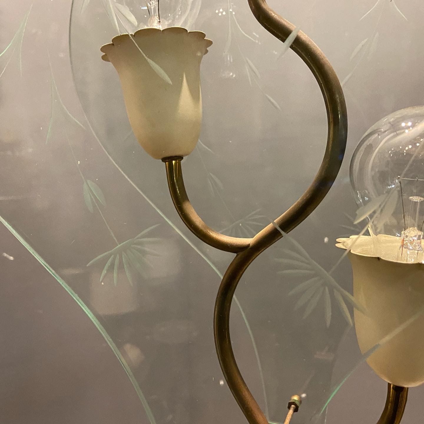 Italian Vintage Etched Glass Light Pendant By Pietro Chiesa photo buy