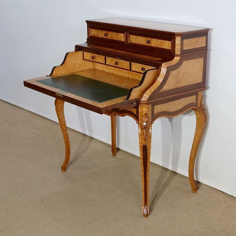 Rare Lady's Desk In Precious Wood, Louis XV Style, Napoleon III Period , 1850 photo for sale