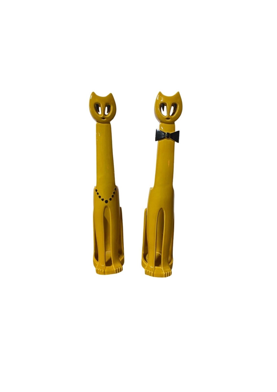 Mid Century Zsolnay Cat Candle Holders