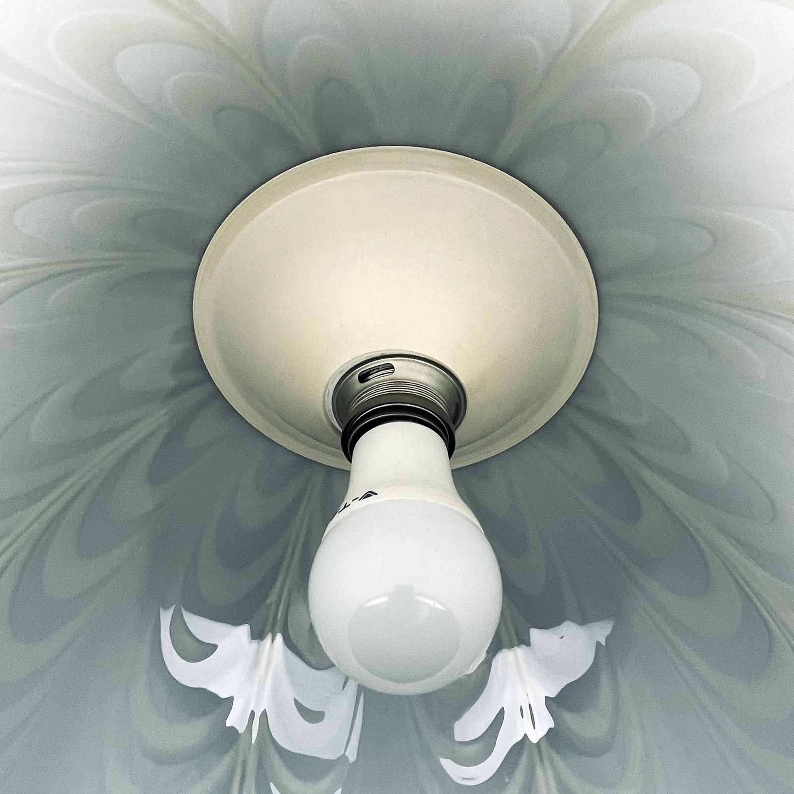 Vintage White Murano Glass Pendant Lamp By F.Fabbian For Mazzega Italy 70s photo vintage