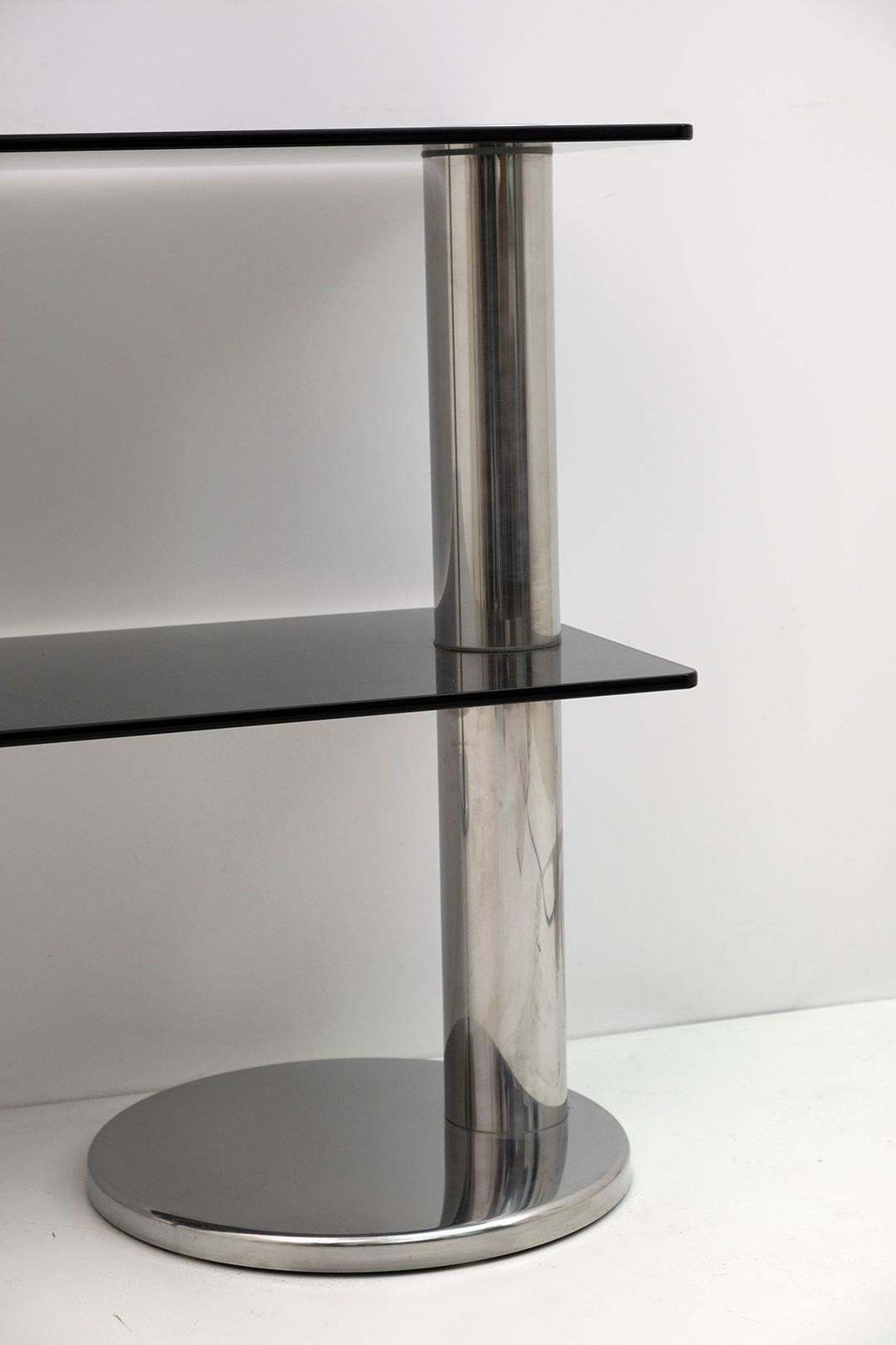 Mid Century Modern Italian Chromed Steel And Smoked Glass Console, 1970s photo 1931.0