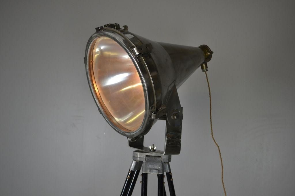 Lighting Aluminium Mercury Ships Flood Lamp On Tripod Stand photo