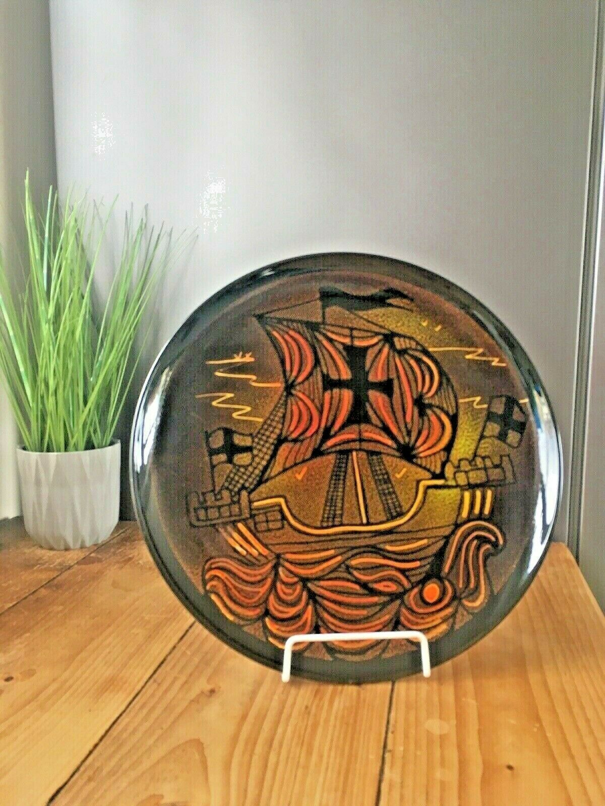 photo furniture Large Mid Century Poole Pottery Aegean Galleon Viking Ship Charger Plate Shape 6