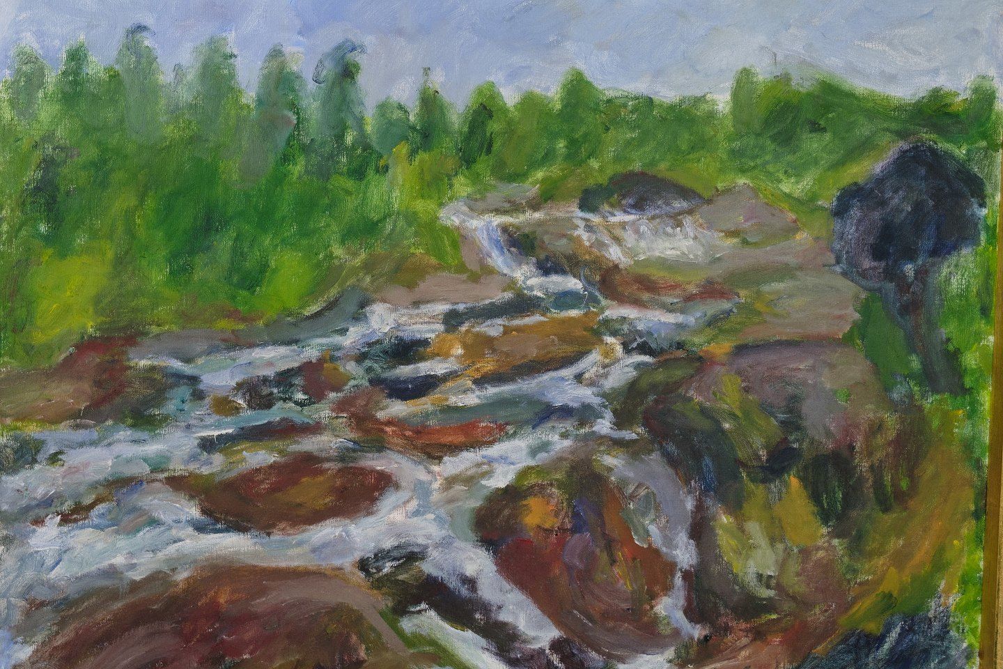 Oil Painting Painted On Canvas With Green And Brown Shades By Sixten Wiklund From The 1950s photo 575.0