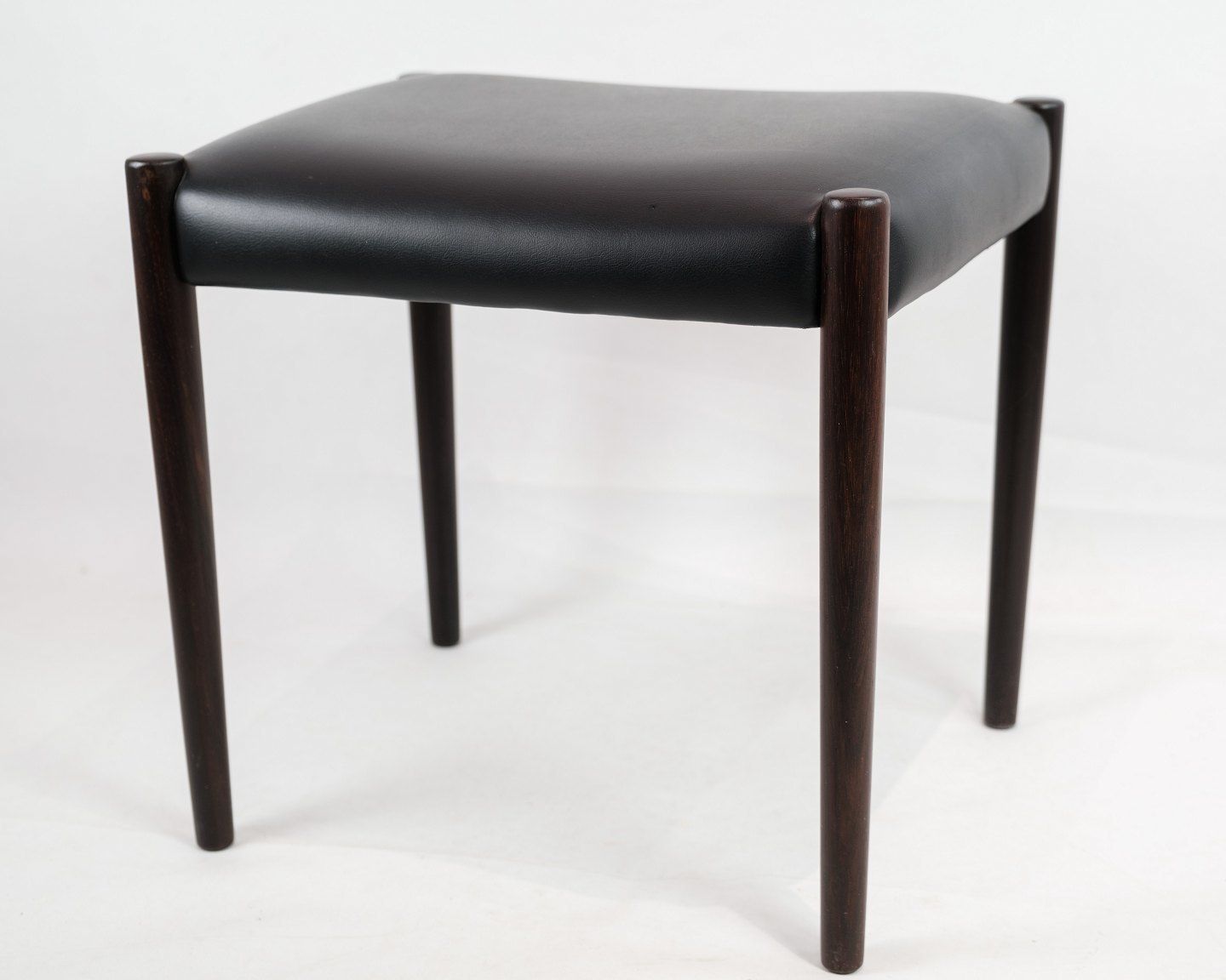 A Set Of Two Stools In Rosewood With Black Leather Of Danish Design From The 1960s. photo Furniture