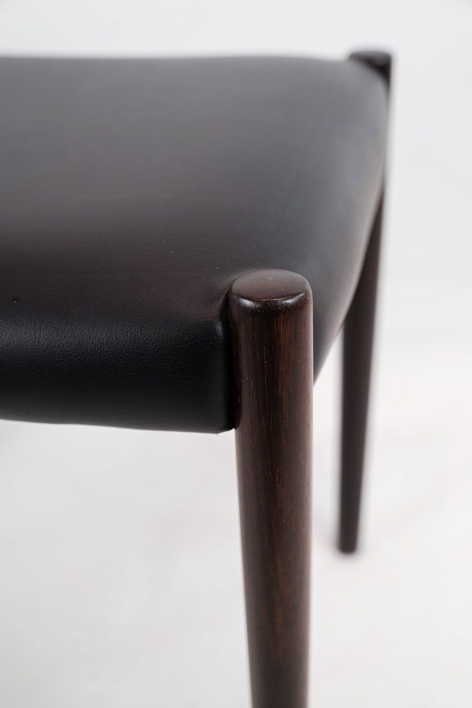 A Set Of Two Stools In Rosewood With Black Leather Of Danish Design From The 1960s. photo 950.0