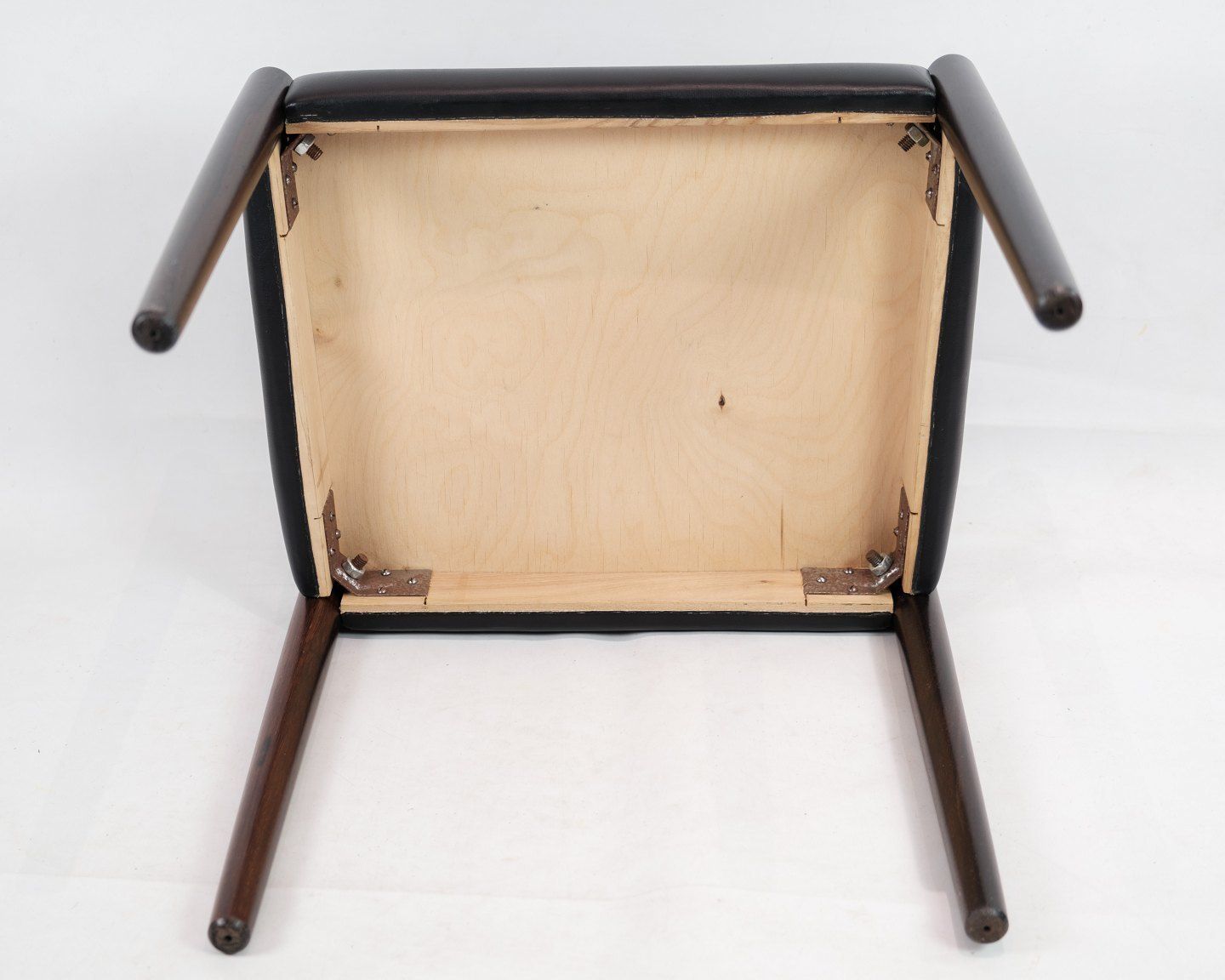 A Set Of Two Stools In Rosewood With Black Leather Of Danish Design From The 1960s. photo buy