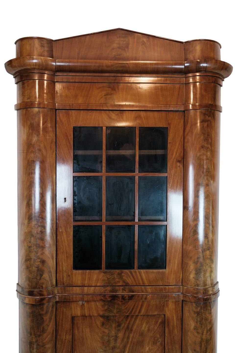 Antique North German Corner Cabinet In Late Empire In Polished Mahogany From The 1840s. photo furniture