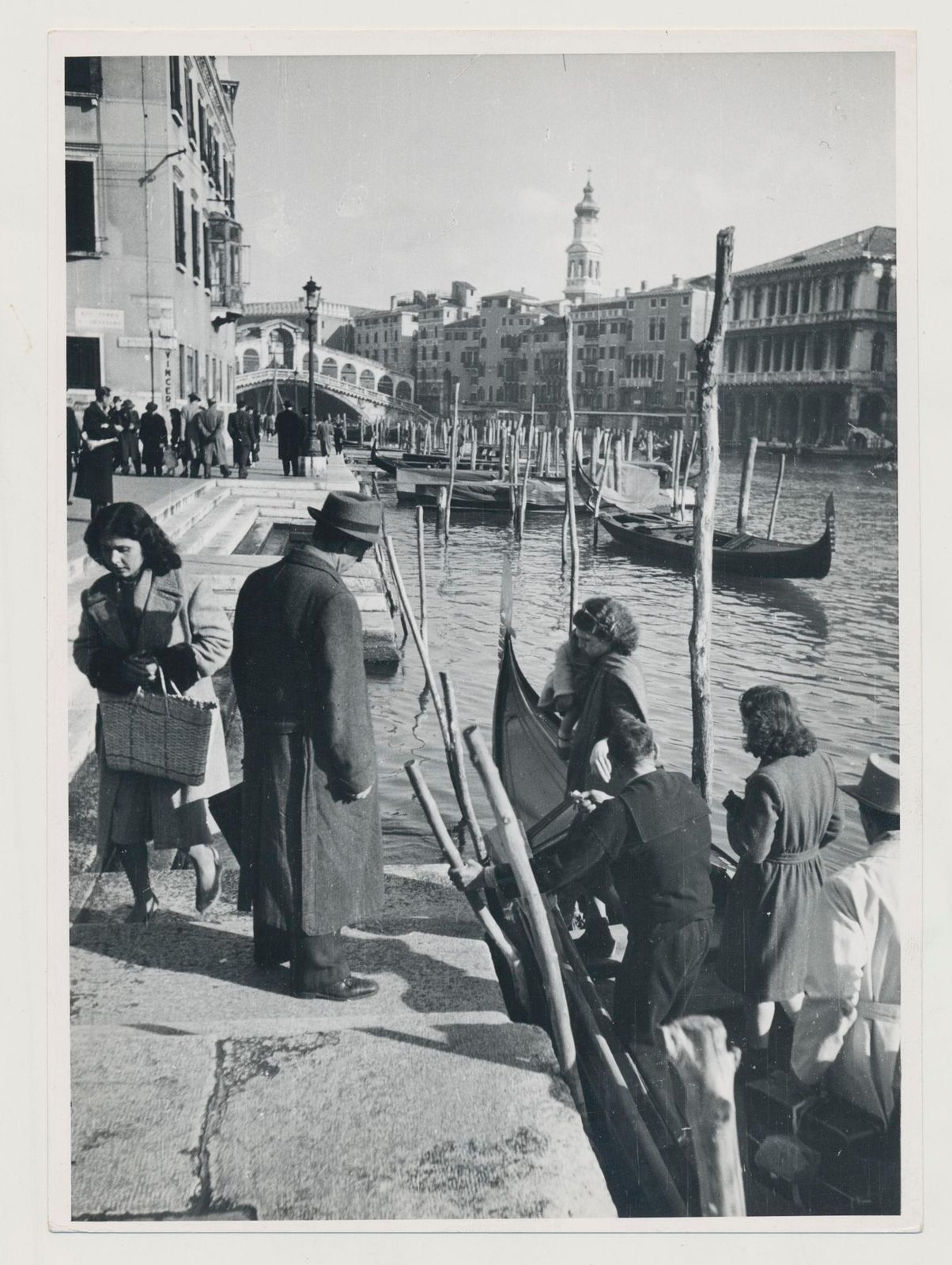 Erich Andres, Venice Gondola On Water With People, Italy, 1950s