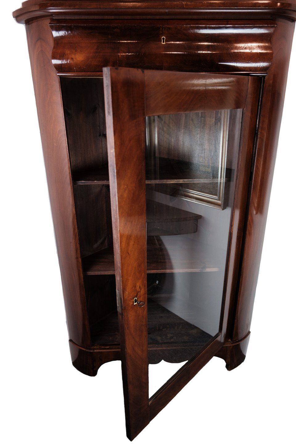 Antique Late Empire Corner Cabinet With Shelves In Mahogany From 1840s photo Furniture