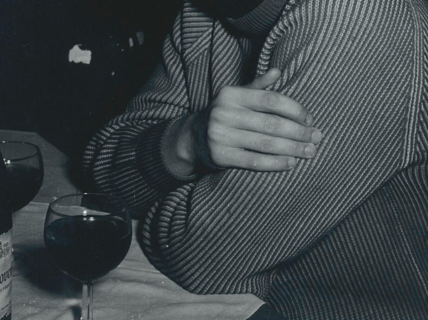 Erich Andres Young Student Drinking Wine, Paris, France 1950s photo for sale