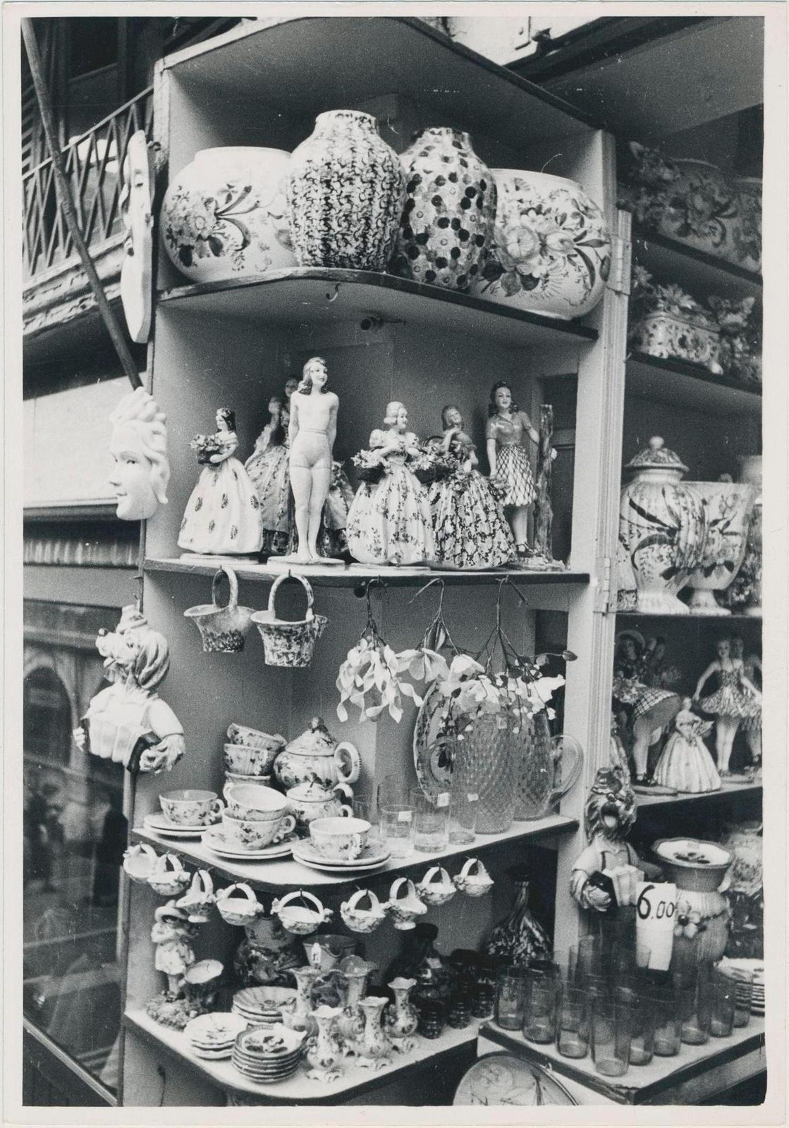 Erich Andres Pottery, Shop, Street Photography, Black And White, Italy 1950s, 17.8 X 12.4 Cm