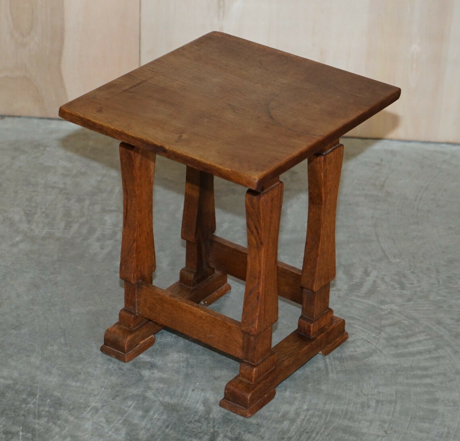 Furniture Solid English Oak Nest Of Three Large Side End Lamp Wine Occasional Tables photo