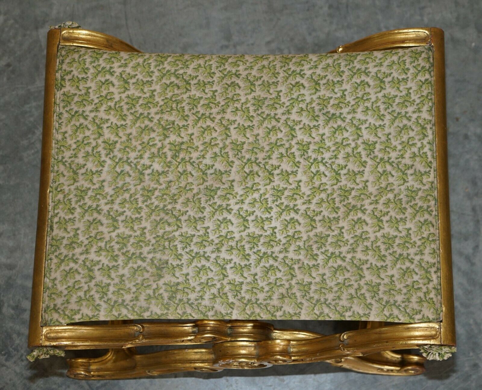 Stunning Antique 19th Century Hand Carved Giltwood Pliant X Frame Folding Stool photo buy