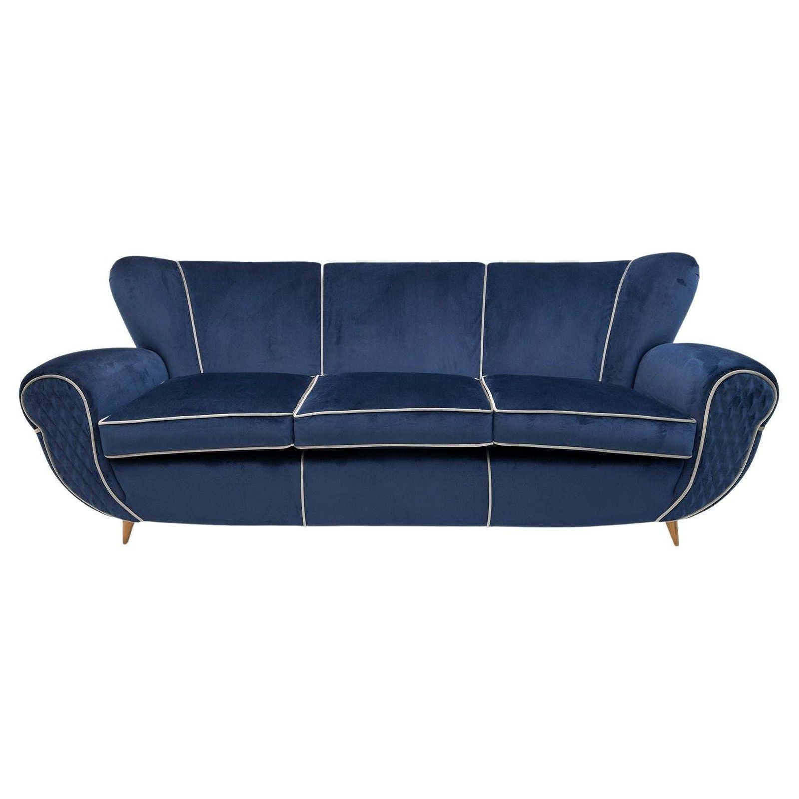 Guglielmo Ulrich Art Deco Italian Velvet Sofa, 1940s