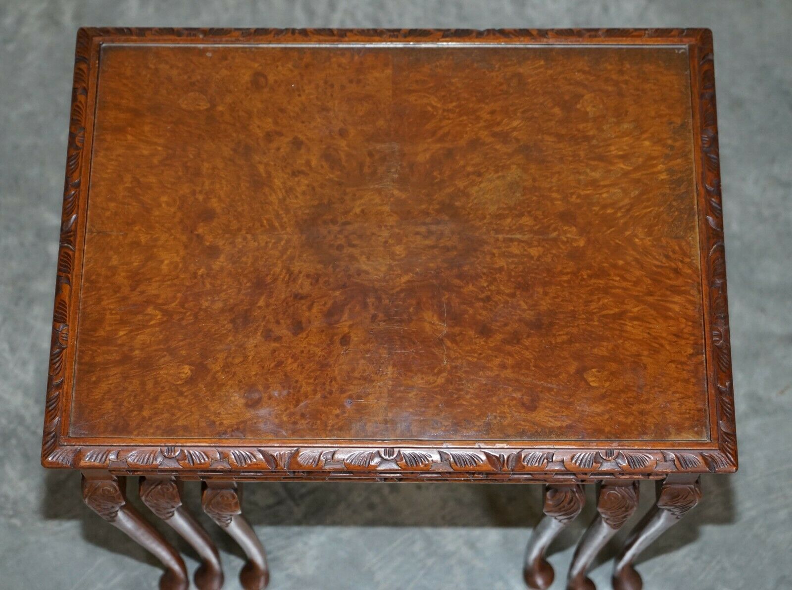 Lovely Vintage Burr Walnut Regency Style Nest Of Three Side End Lamp Tables photo 1450.0