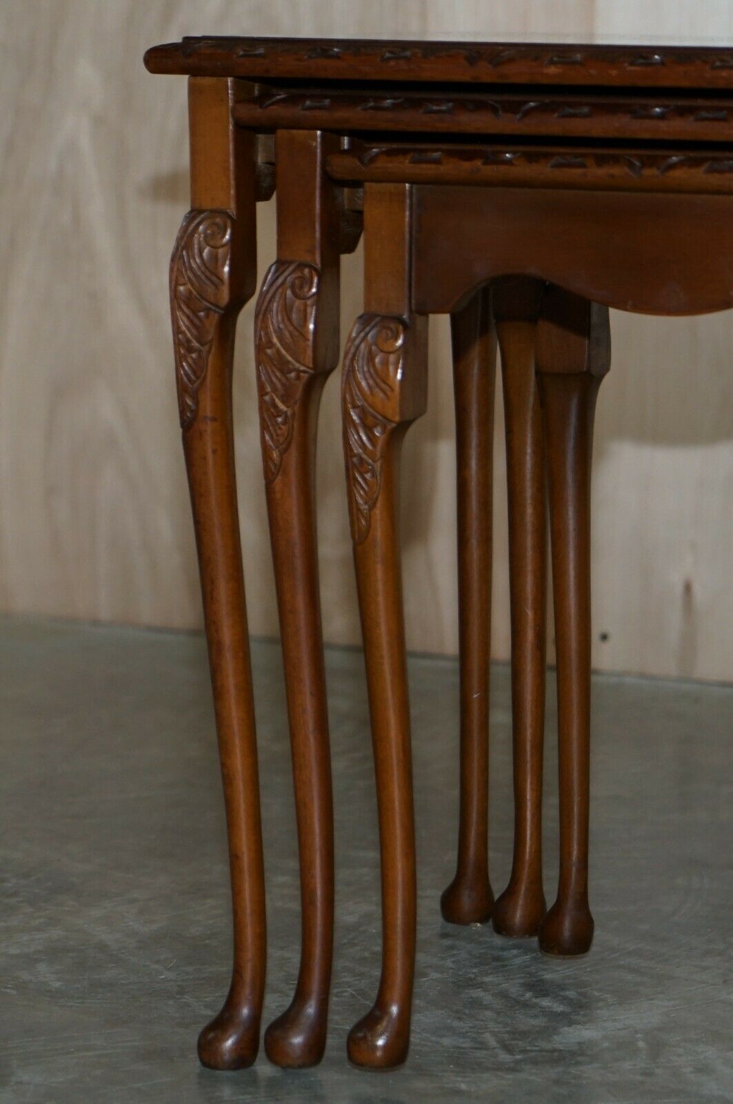Lovely Vintage Burr Walnut Regency Style Nest Of Three Side End Lamp Tables photo buy