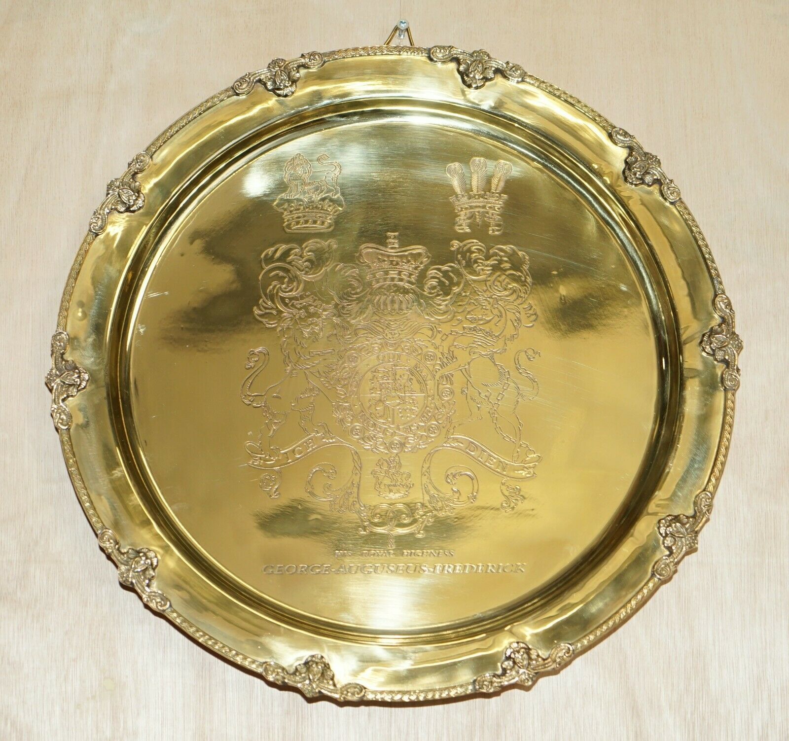 1 Of 4 King George Auguseue Frederick Arms Gilt Sterling Silver Plated Trays photo for sale