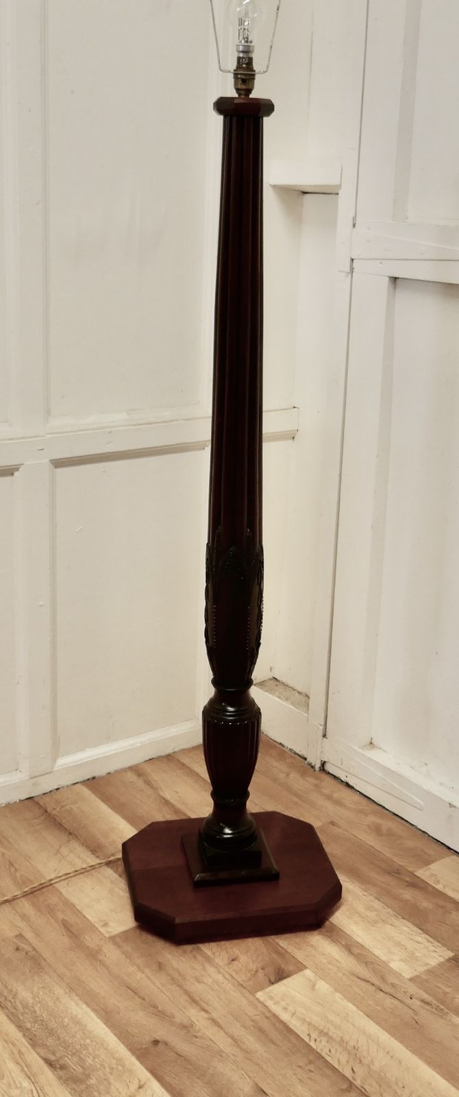 Heavy Turned Mahogany Floor Standing Or Standard Lamp