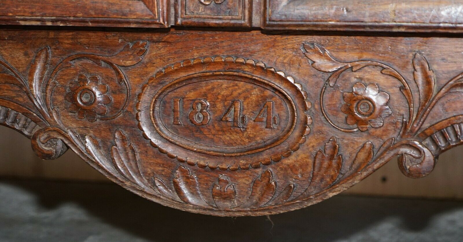 Antique 1844 Carved & Dated Large Wardrobe Armoire With Expertly Crafted Panels photo 5750.0
