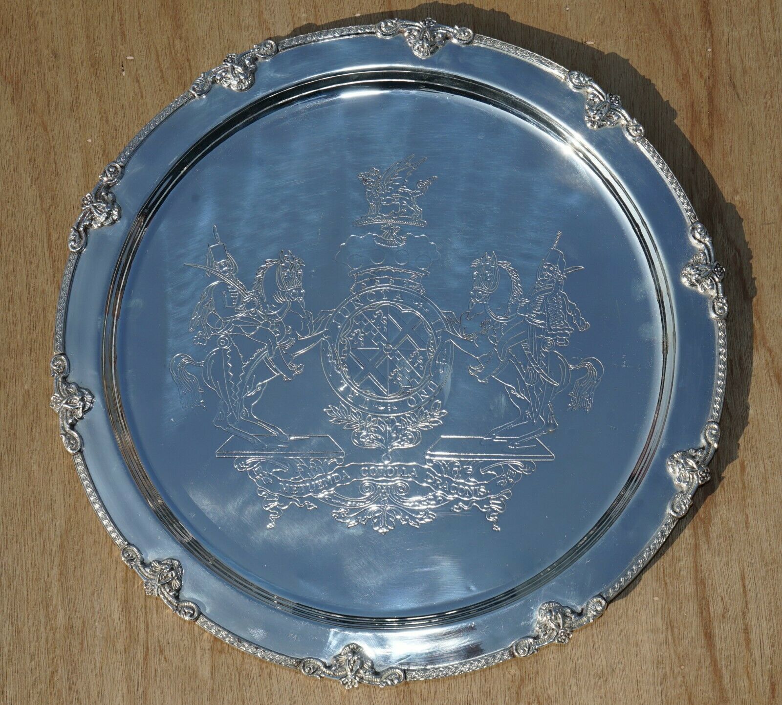 1 Of 29 Sterling Silver Plated 1918 Armorial Crest Coat Of Arms Serving Trays photo for sale