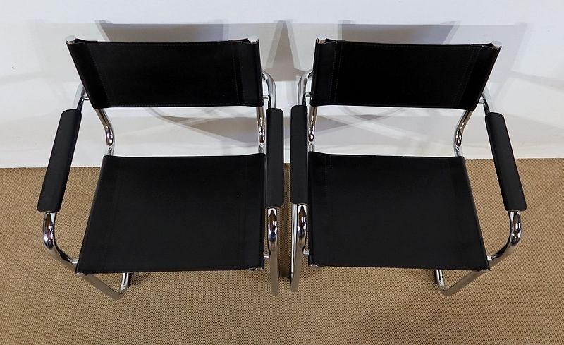 Pair Of Leather Armchairs After M. Breuer – 1970s photo buy