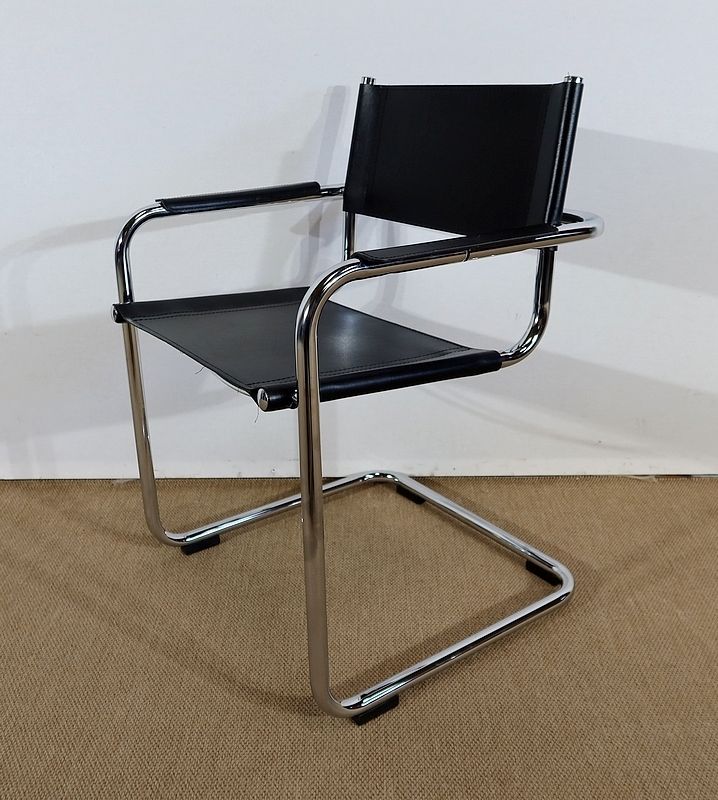photo vintage Pair Of Leather Armchairs After M. Breuer – 1970s