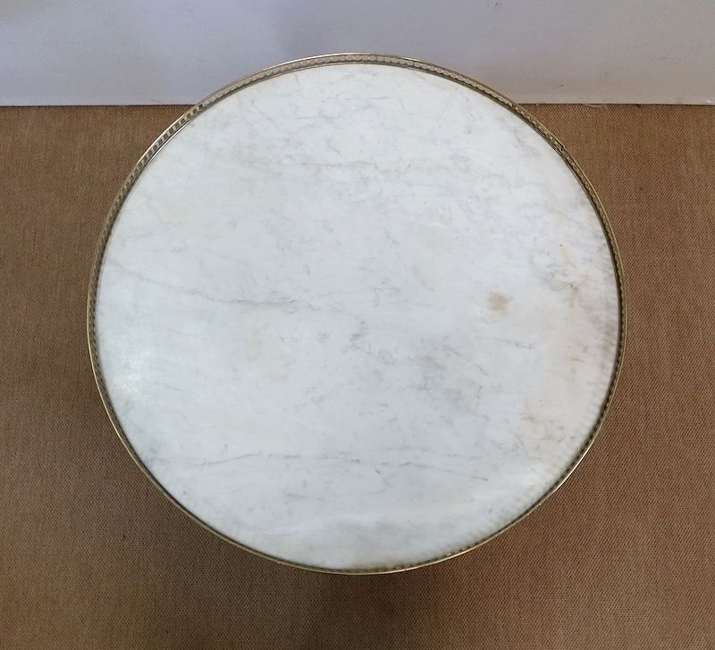 Bouillotte Table In Mahogany And Carrare Marble, Louis XVI Style – Mid 19th Century photo 2781.0