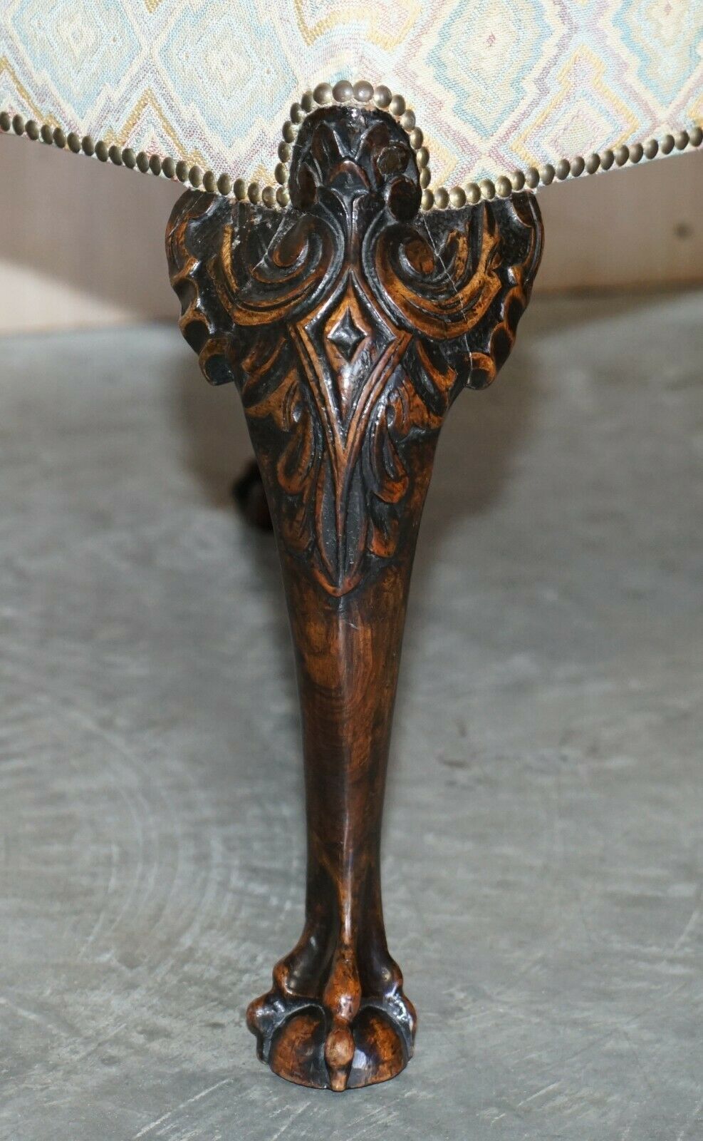photo for sale Antique 1 Of 2 18th Century Circa 1780 Georgian Claw & Ball Carved Walnut Stools
