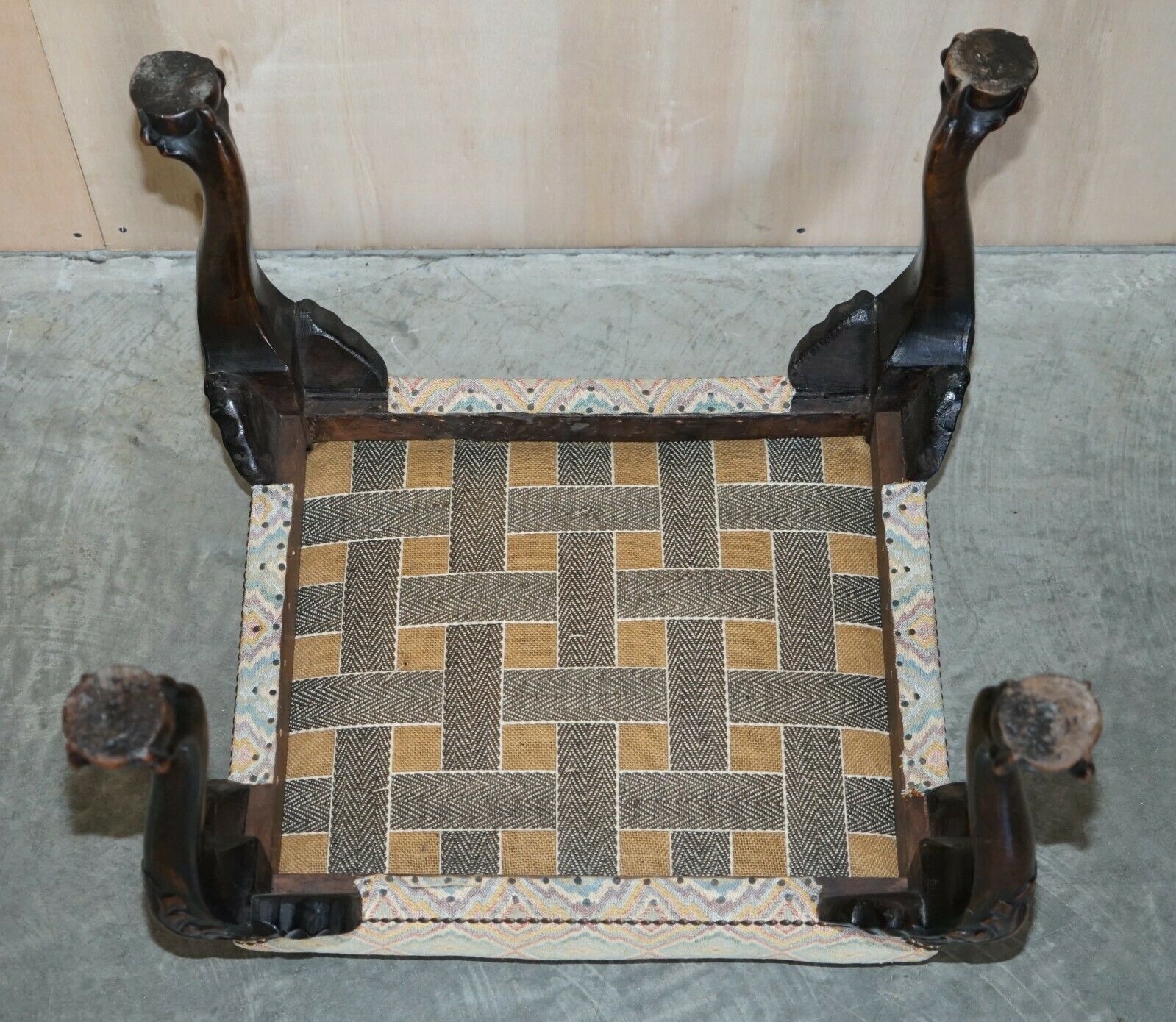 Furniture Antique 1 Of 2 18th Century Circa 1780 Georgian Claw & Ball Carved Walnut Stools photo