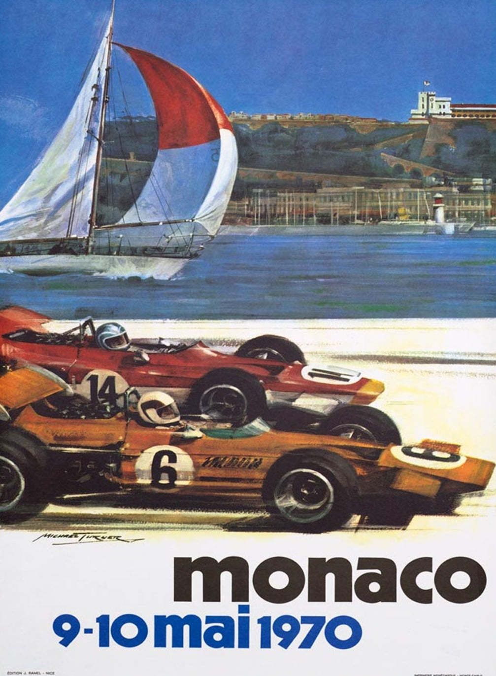 1970 Monaco Grand Prix Original Vintage Poster