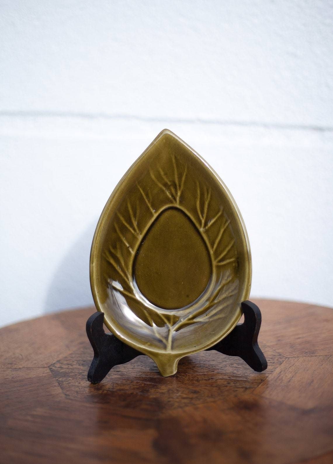 Service Ceramic Dish Secla Portugal X 6 , Dish Of Retro Olive Ceramic Leaves, Presentation Starter Dish, Tableware, Sheet Dish photo 58.0
