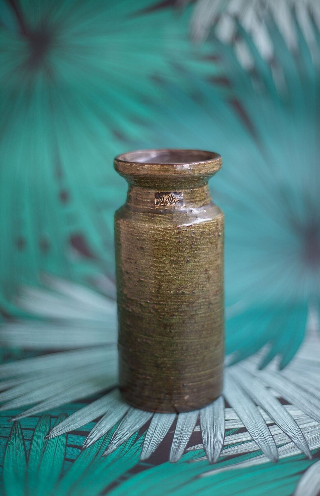 Nittsjo Vase Signed Jw Jerk Werkmaester Swedish Vase Green Vase Pottery Collection Signed Vase Interior Decoration 50's photo 94.0
