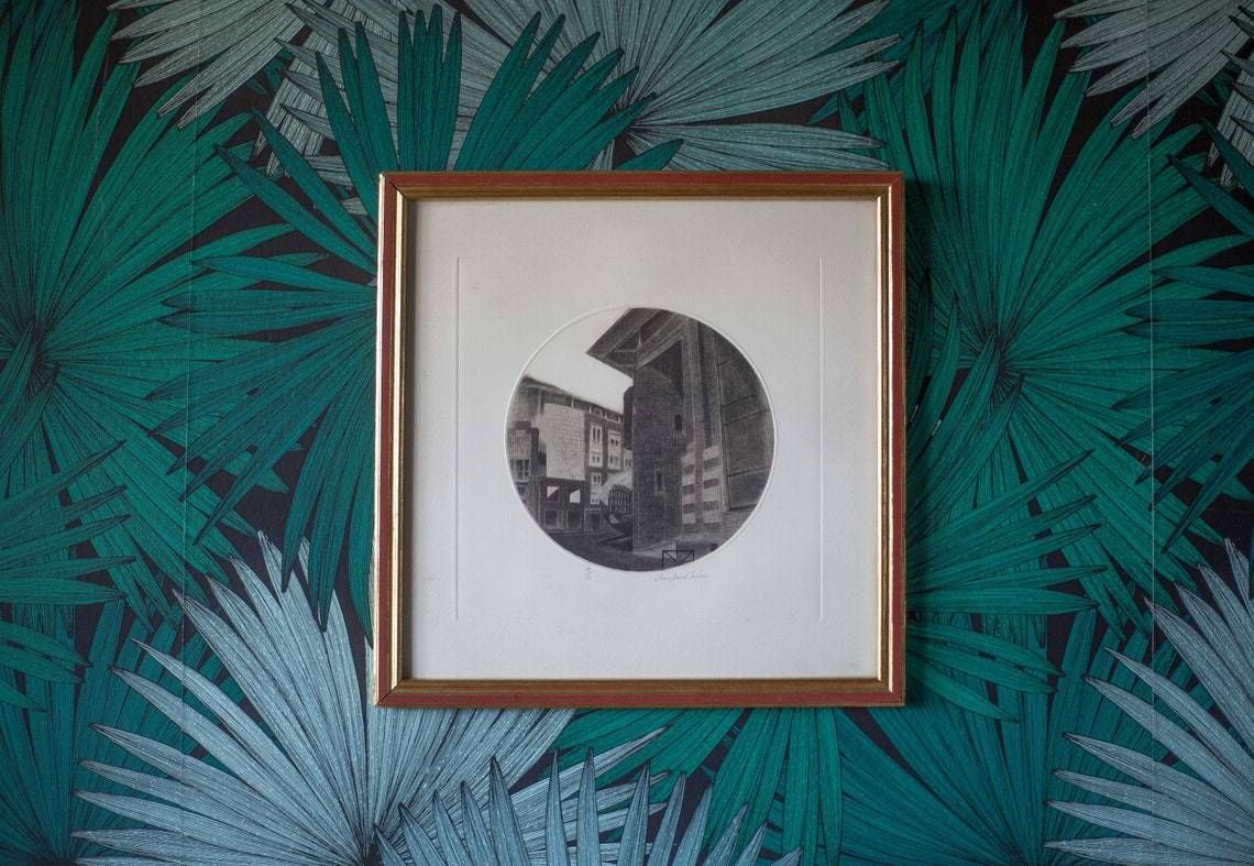 Painting Signed Jean David Saban, Black And White Drawing Signed And Numbered, Black And White, Wall Decoration, Perspective, Architecture, 80's