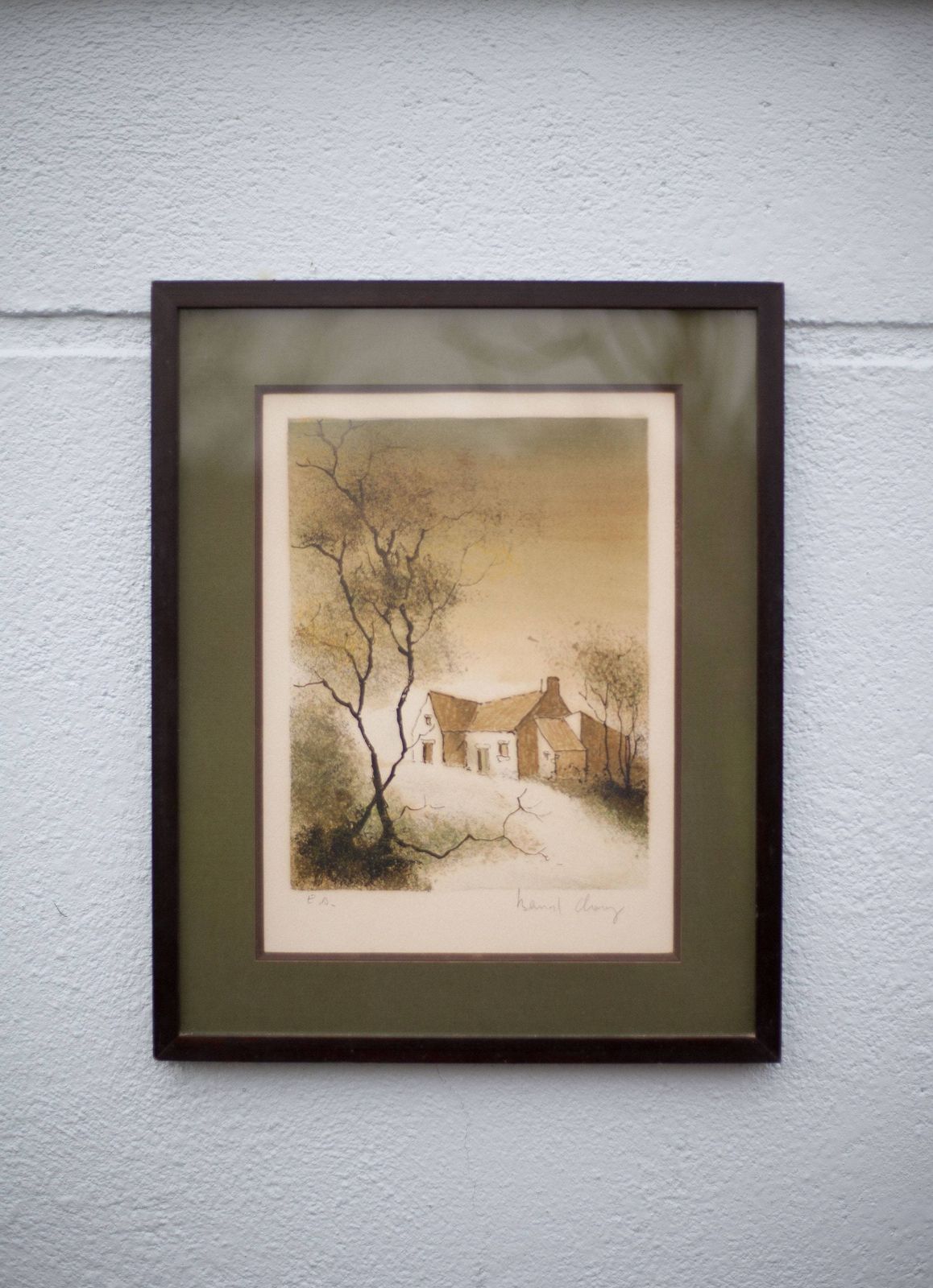 Vintage Painting, Lithograph Signed Bernard Charoy, Landscape, Wall Decoration, Wall Art, Home Decor, 70/80's photo furniture