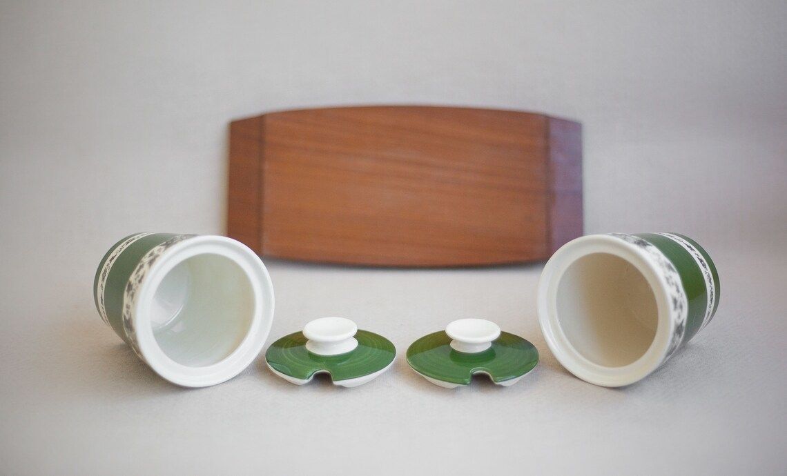 Villeroy And Boch Mettlach Saar Made In Germany Nubia Model Condiment Display Ceramic Pot Tableware Condiment Set 50's photo Home Decor