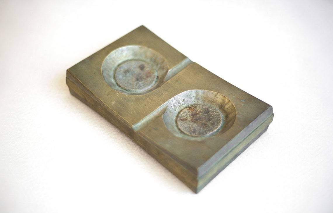Modernist Ashtray  Brass Ashtray  Pharmaceutical Advertising Ashtray  Design Ashtray Geometric Shape Brutalist  Ashtray 60's