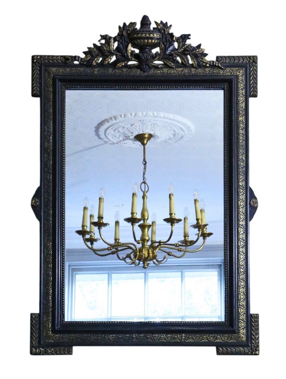 19th Century Large Quality Ebonised And Gilt Wall Mirror Overmantle