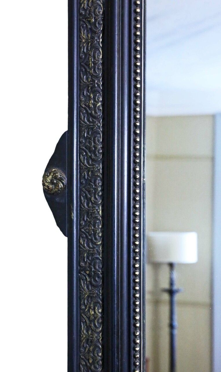 19th Century Large Quality Ebonised And Gilt Wall Mirror Overmantle photo vinterior